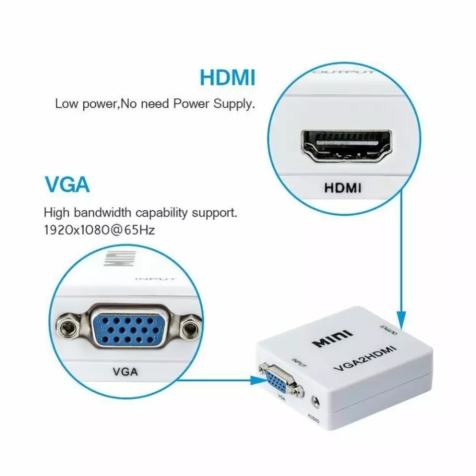 VGA to HDMI 変換アダプター(ケーブル、ACアダプター付き)