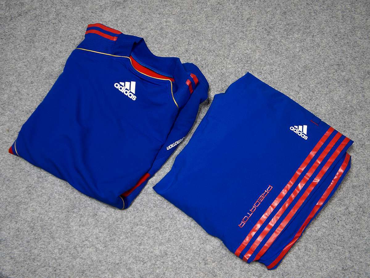 アディダス adidas サッカー トレーニング ピステ(内面1枚地) ウォームアップスーツ 上下SET [サイズ: O /カラー: 青系]_画像5