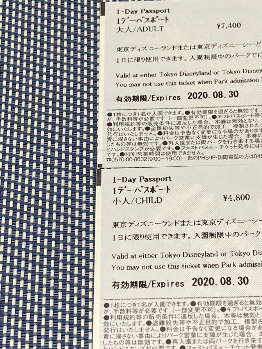 Paypayフリマ ディズニーチケット 大人1枚 子供1枚 東京ディズニーランド ディズニーシー