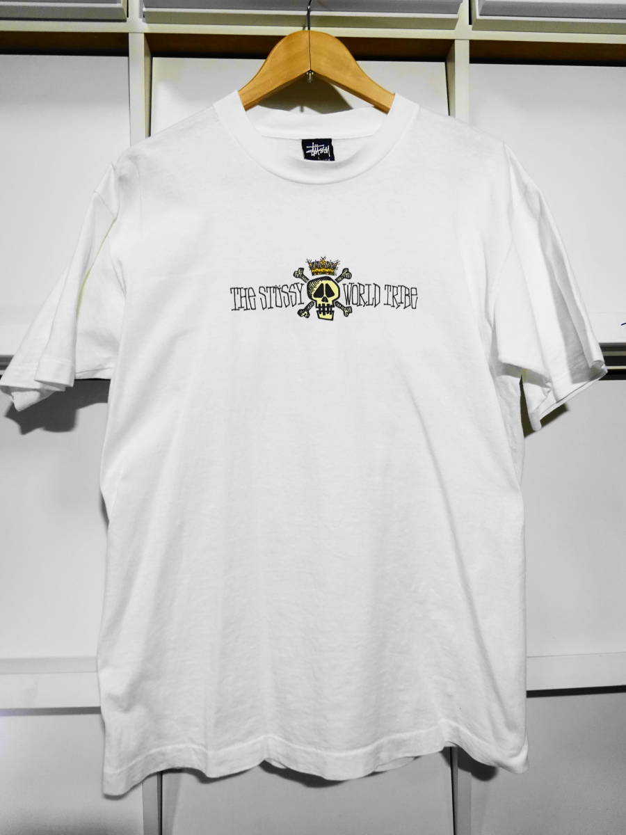 90s 復刻 STUSSY スカル クラウンTシャツ ステューシー ストックロゴ 