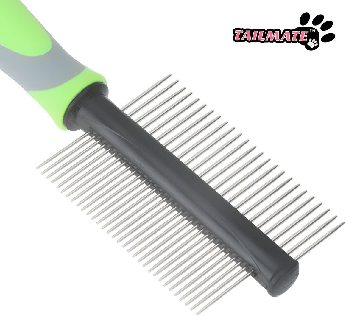 Tailmate両面ピンとBristleブラシコームfor Long Haired Dogs & Cats grooming comb グリーンの画像4