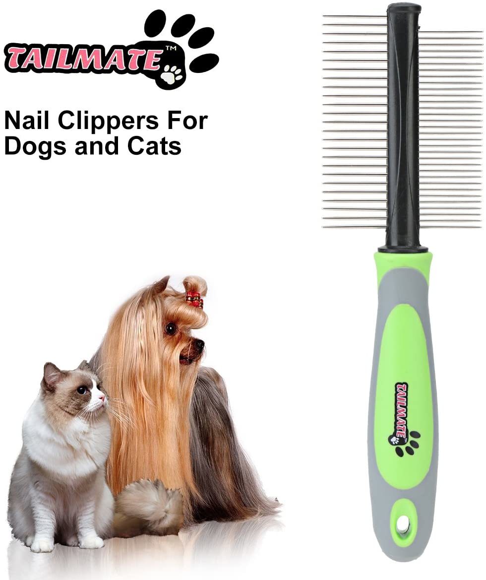 Tailmate両面ピンとBristleブラシコームfor Long Haired Dogs & Cats grooming comb グリーンの画像8