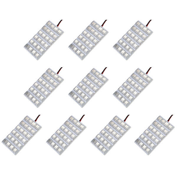 10個セット●● 12V FLUX24連 4×6 LED 基板 端子形状T10×42mm ルームランプ ホワイト_画像1