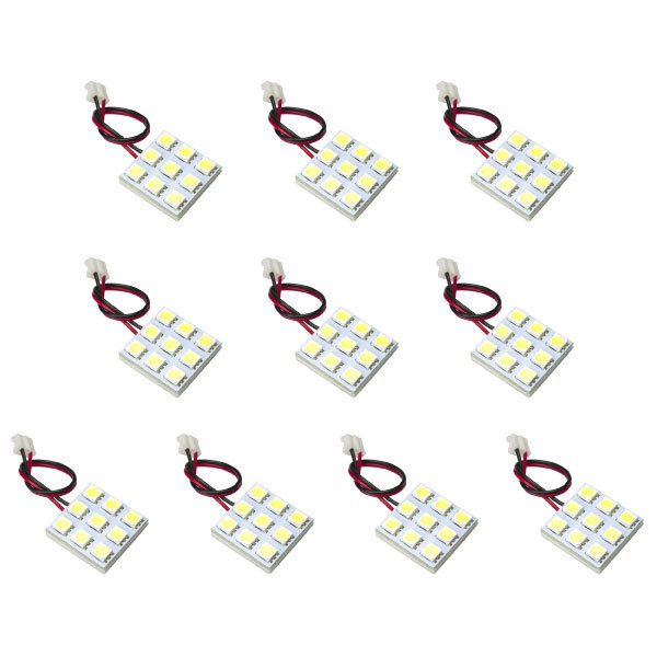 10個セット●● 12V SMD9連 3×3 LED 基板 端子形状T10×42mm 3チップ総発光数27発 ルームランプ ホワイト_画像2