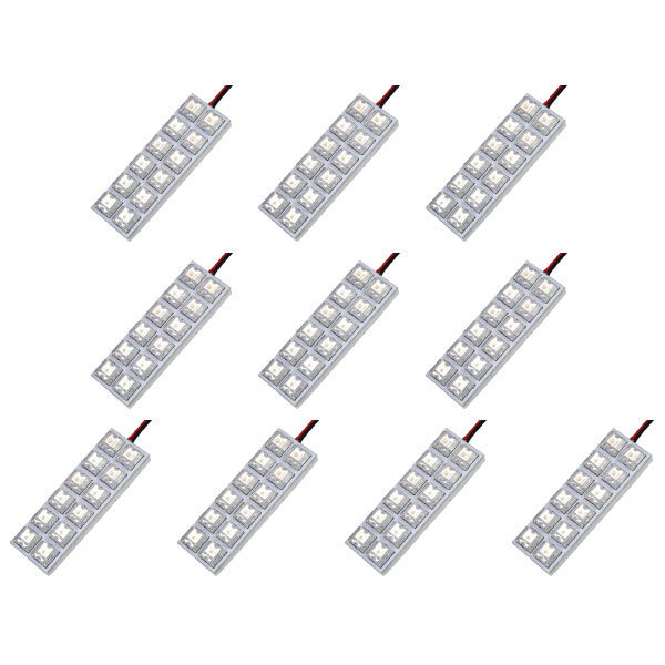 10個セット●● 12V FLUX12連 2×6 LED 基板 端子形状T10×36-37mm ルームランプ ホワイト_画像2