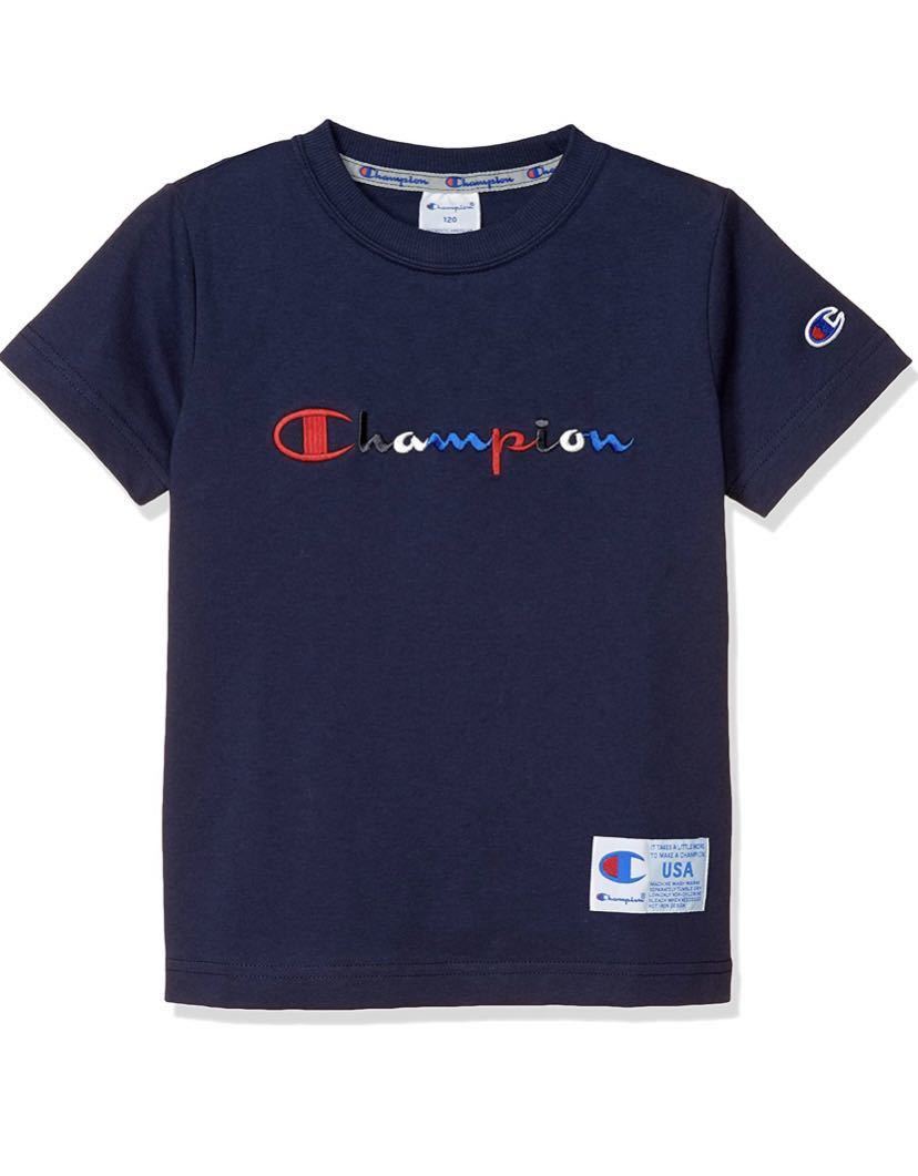 1点のみ新品14089 champion チャンピオン110cm 紺ネイビーカラフルロゴ半袖Tシャツお出かけ着着替え通園通学男女兼用ユニセックスT-SHIRT_画像1