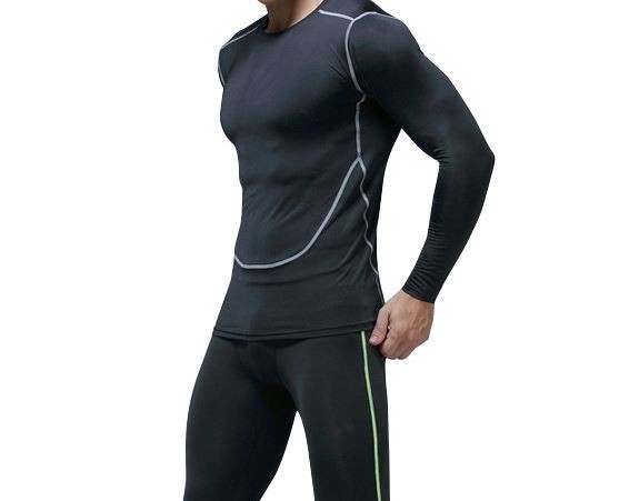メンズ コンプレッションウェア ブラック L トップス ワークインナー トレーニング ランニング ジョギング 速乾性 黒