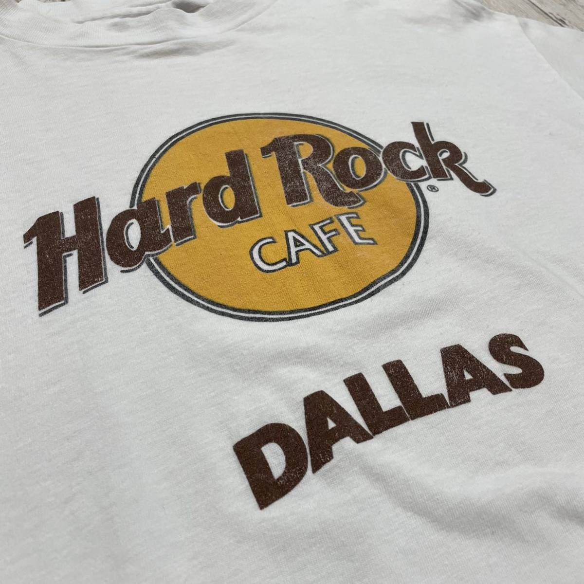 ☆送料無料☆ Hanes ヘインズ Hard Rock CAFE ハードロックカフェ DALLAS ダラス プリントTシャツ Lサイズ USA製 80s 青タグ_画像4