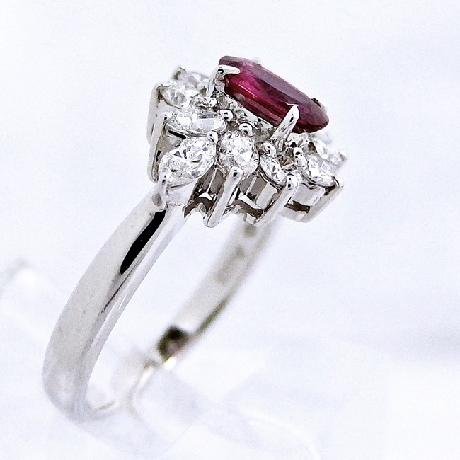 Pt850 ☆リング 指輪 ルビー0.53ct ◇ダイヤモンド0.73ct ○12号
