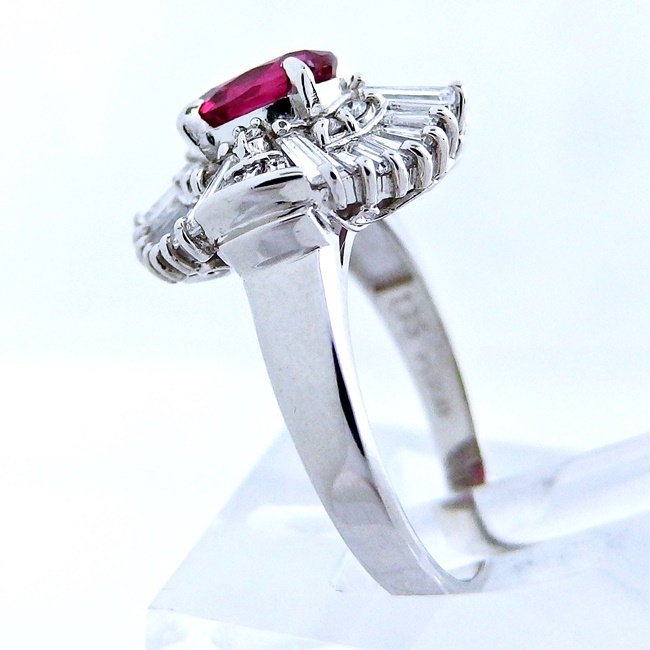 日本全国送料無料 Pt900 リング 指輪 ルビー1.01ct ダイヤモンド0.29ct
