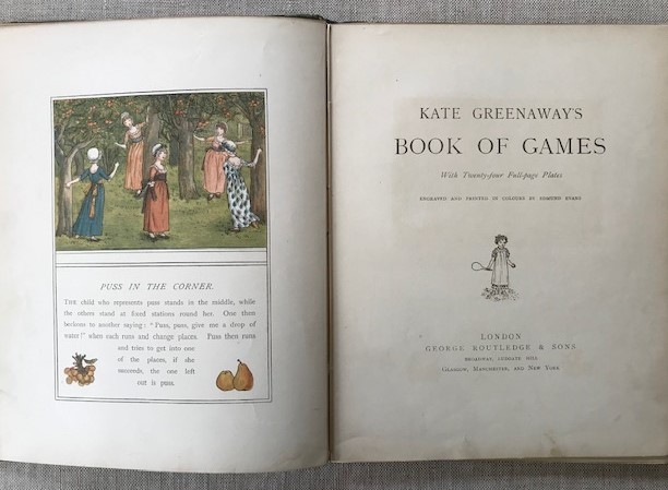 【特価】　＊100年前の絵本箱＊　≪ 　ケイト　グリーナウェイ　 ≫ 　 アンティーク木口木版画　 BOOK OF GAMES　 1889年　KATE GREENAWAY_画像2