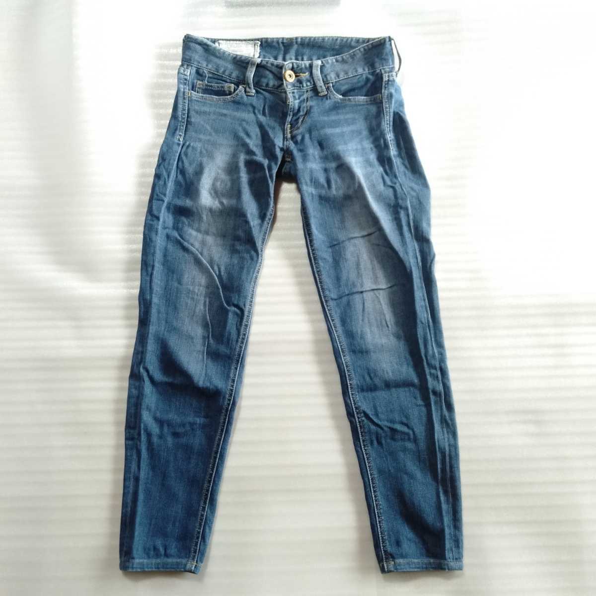 送料無料】sly jeansデニムパンツ サイズ23インチ スリムテーパード used加工ユーズド加工 スライジーンズ_画像1