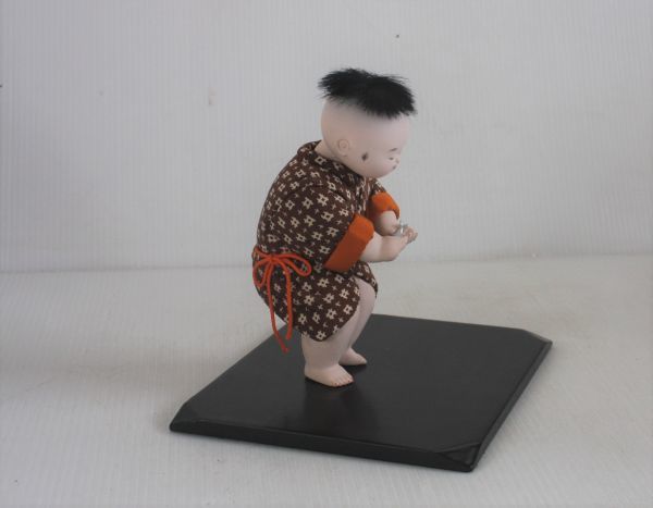 【N11415】作家物　木目込み人形　童　日本人形　「魚を手にした男の子」　人形　和　置物　飾り　オブジェ　　_画像7