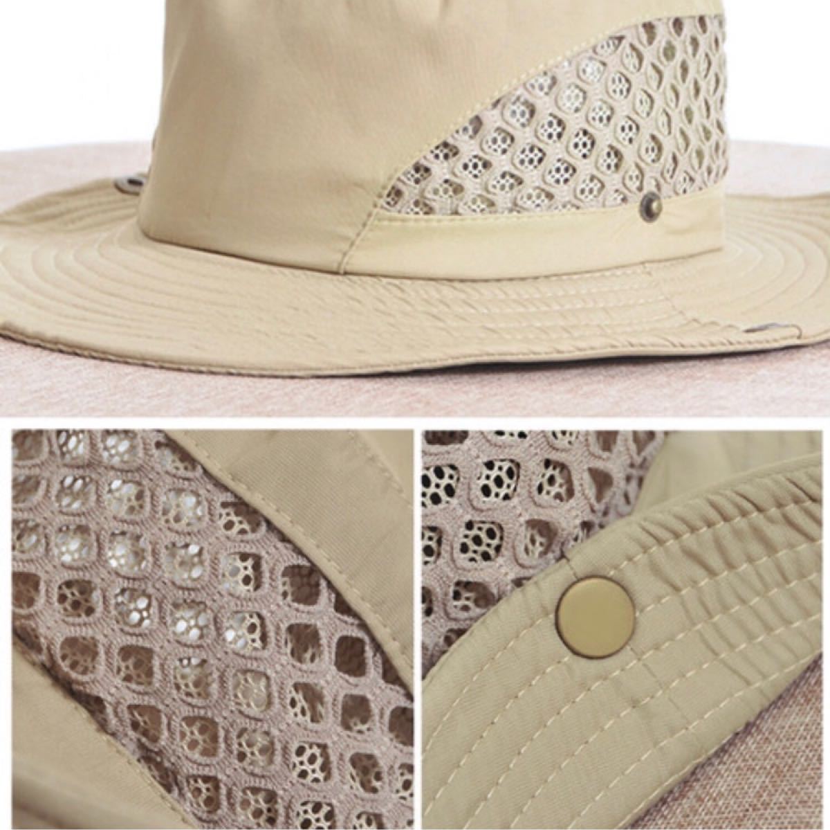 メンズ　レーディス　帽子　ハット　メッシュ　通気性　アウトドア　釣り　キャンプ UVカット サファリハット 日焼け防止 紫外線対策