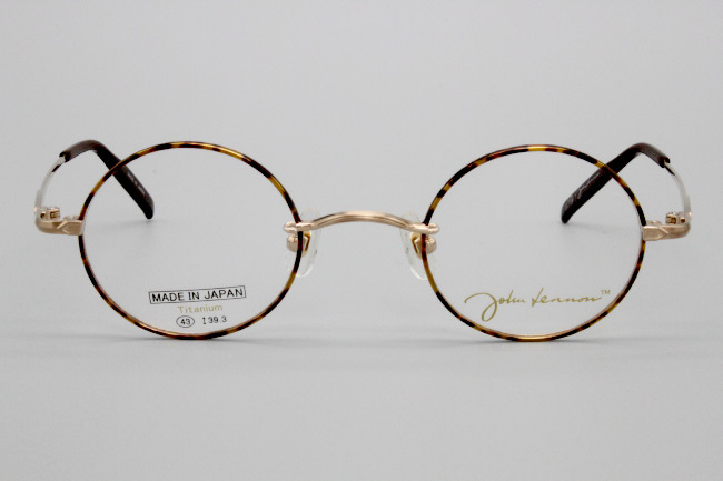 【未使用・新品】ジョンレノン ラウンド型 ゴールド/ブラウンデミ JOHN LENNON TM JL-1061 COl.1 43□24 142 MADE IN JAPAN