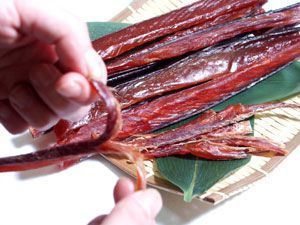ましけ 鮭とばロングタイプ 350g 北海道増毛産サケトバ。「酒の肴」にぴったりの燻製！鮭トバ_画像6
