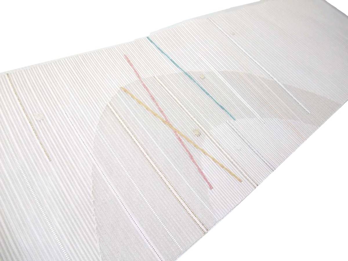 夏帯 正絹 ro254 手織り絽つづれ 八寸帯 幾何学柄 お仕立て付き 新品 送料込み