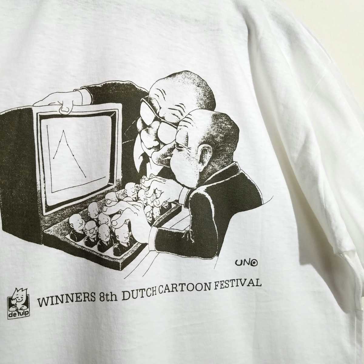 《1993年 / デッドストック》ウノカマキリ【WINNERS 8th DUTCH CARTOON FESTIVAL】Tシャツ L JAPUNCH ジャパンチ 風刺漫画 アニメ 新品