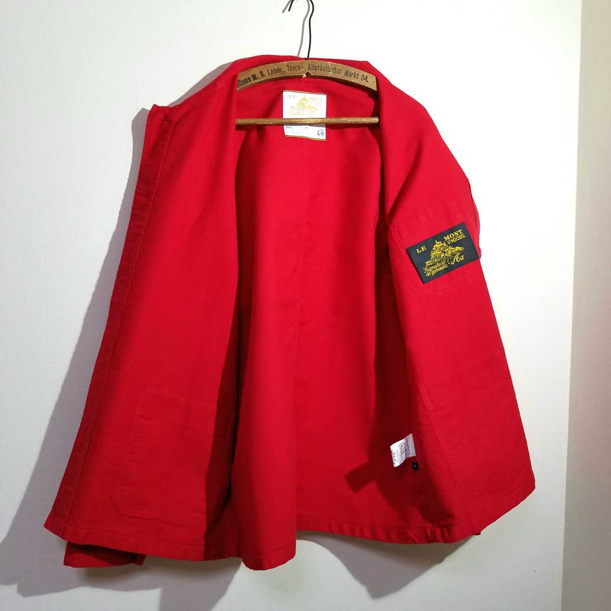 《POPな色 / 赤いモールスキン》LE MONT ST MICHEL レッドモールスキン カバーオール ジャケット 48 L XL モンサンミッシェル 50s60s70s_画像9