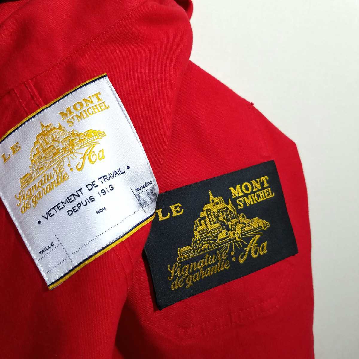 《POPな色 / 赤いモールスキン》LE MONT ST MICHEL レッドモールスキン カバーオール ジャケット 48 L XL モンサンミッシェル 50s60s70s_画像10