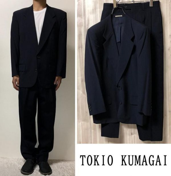 希少 80s TOKIO KUMAGAI トキオクマガイ セットアップスーツ L 紺