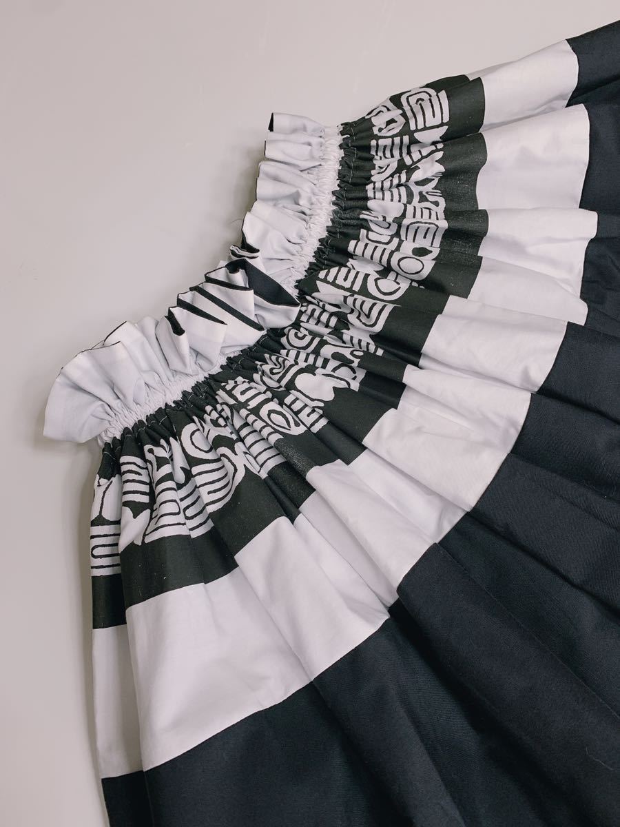 パウスカート タヒチインポーツ Tahiti Imports フラダンス ホワイト ブラック カヒコ フリル 発表会 衣装 白 黒 レッスン メレフラ  ホイケ