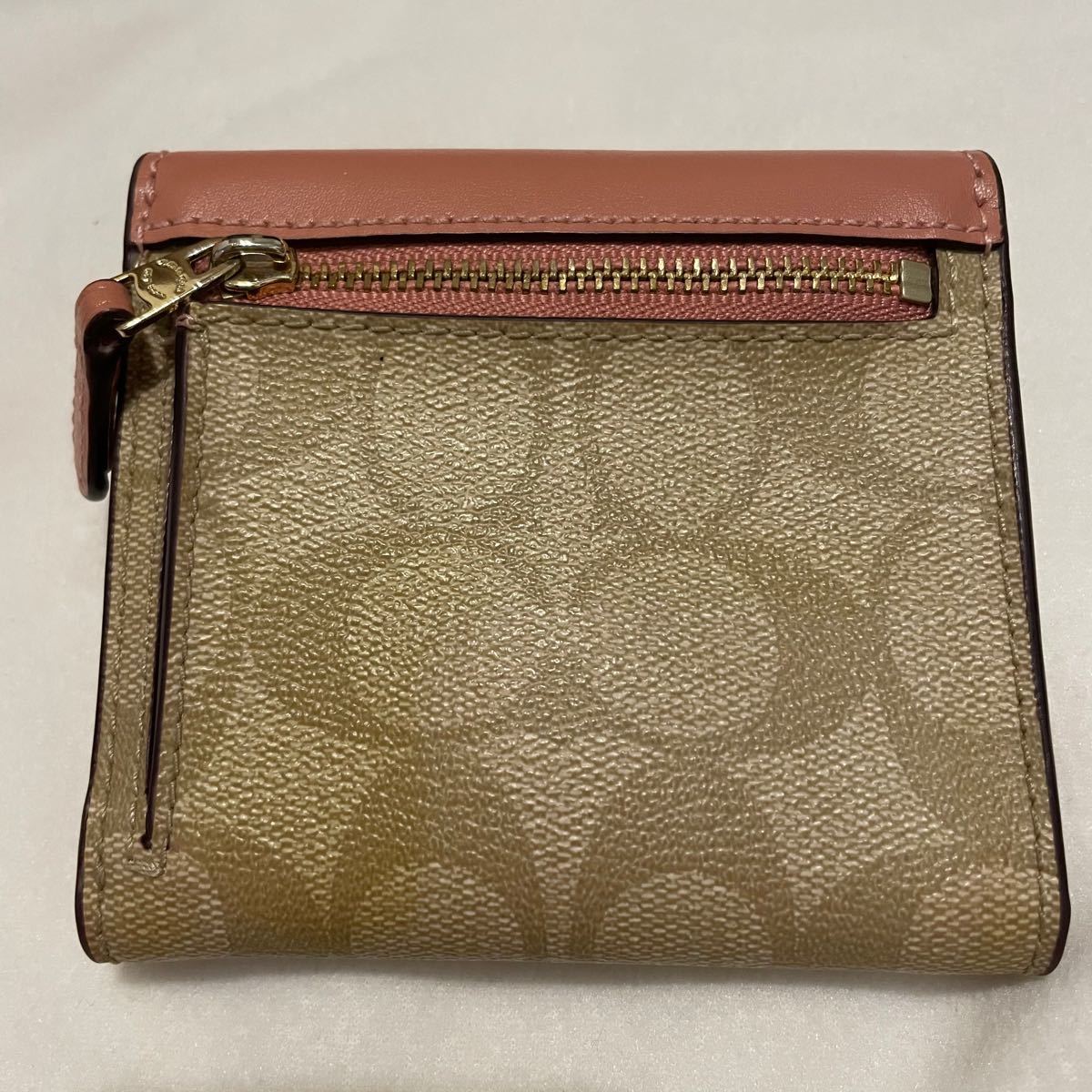 ★お値下げ中★ COACH 三つ折り財布 シグネチャー コーチ ブラウン COACH財布 ピンク お財布 二つ折り財布