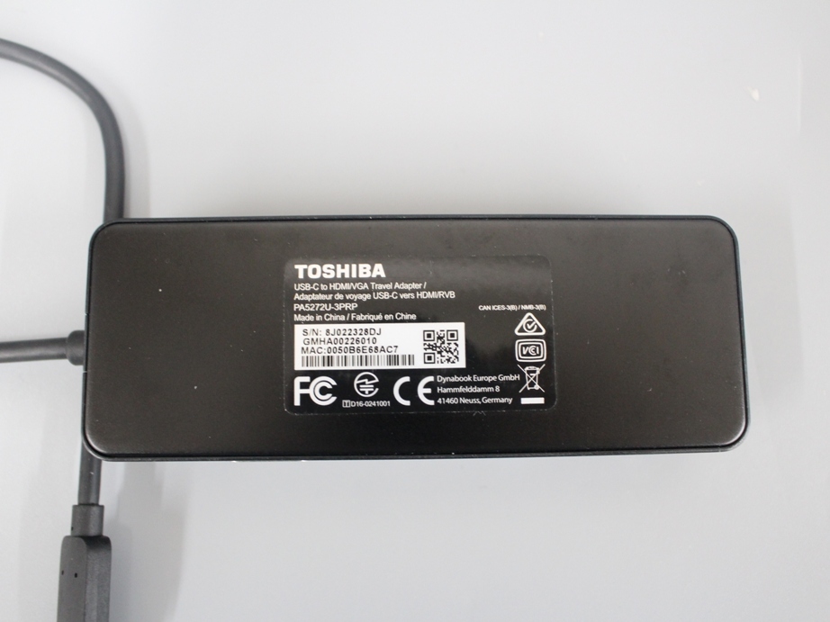 ●送料無料 中古良品 東芝 USB Type-C USB-C to HDMI VGA Travel Adapter PA5272U-3PRP ポート拡張アダプター　③