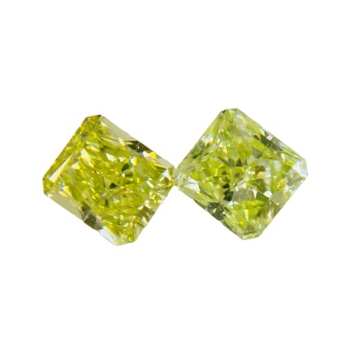 独特な店 FANCY RCT/SQ/RT0131/CGL 0.266ct/0.254ct GREEN YELLOW ダイヤモンド