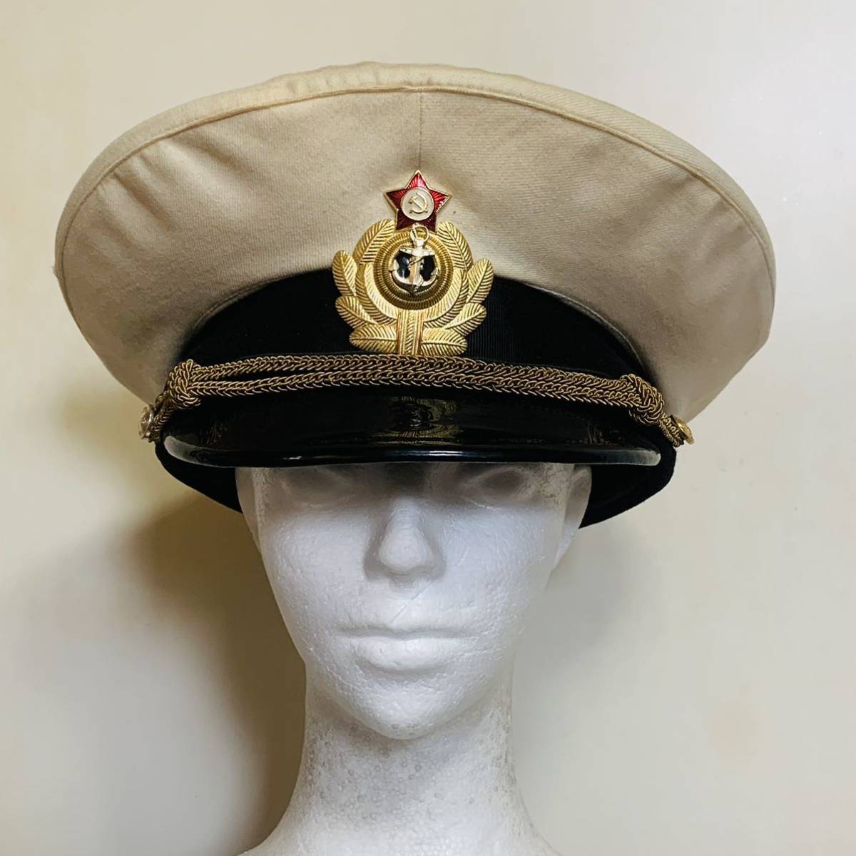 ソ連軍 M69 海軍 将校 ホワイトトップ 制帽 ② 59cm～60cm ソ連海軍 ソビエト軍 ロシア軍 軍帽_画像2