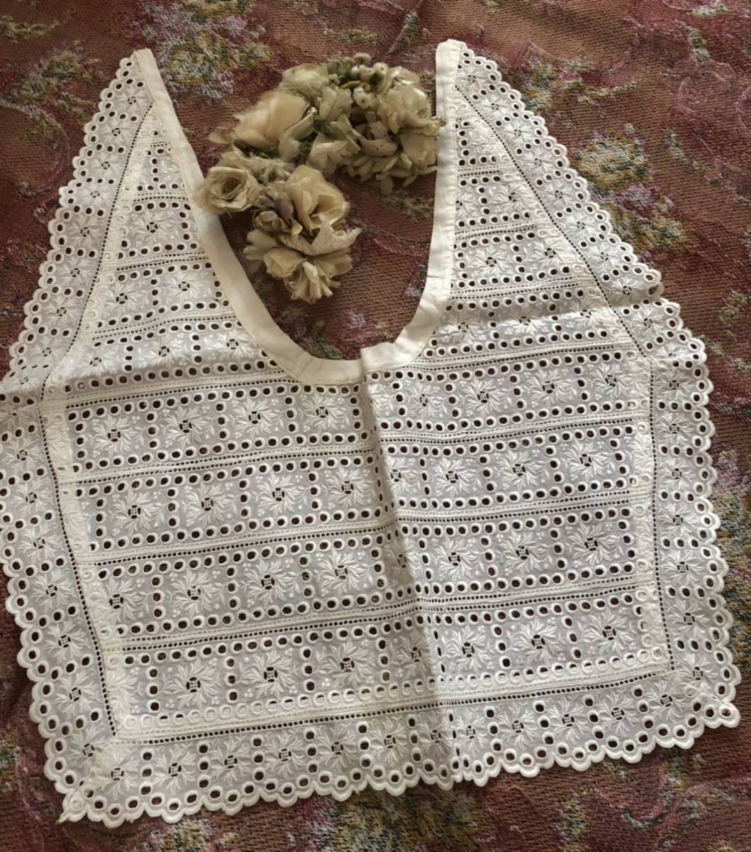 フランスアンティーク 手刺繍カットワークレースカラー 襟 | www