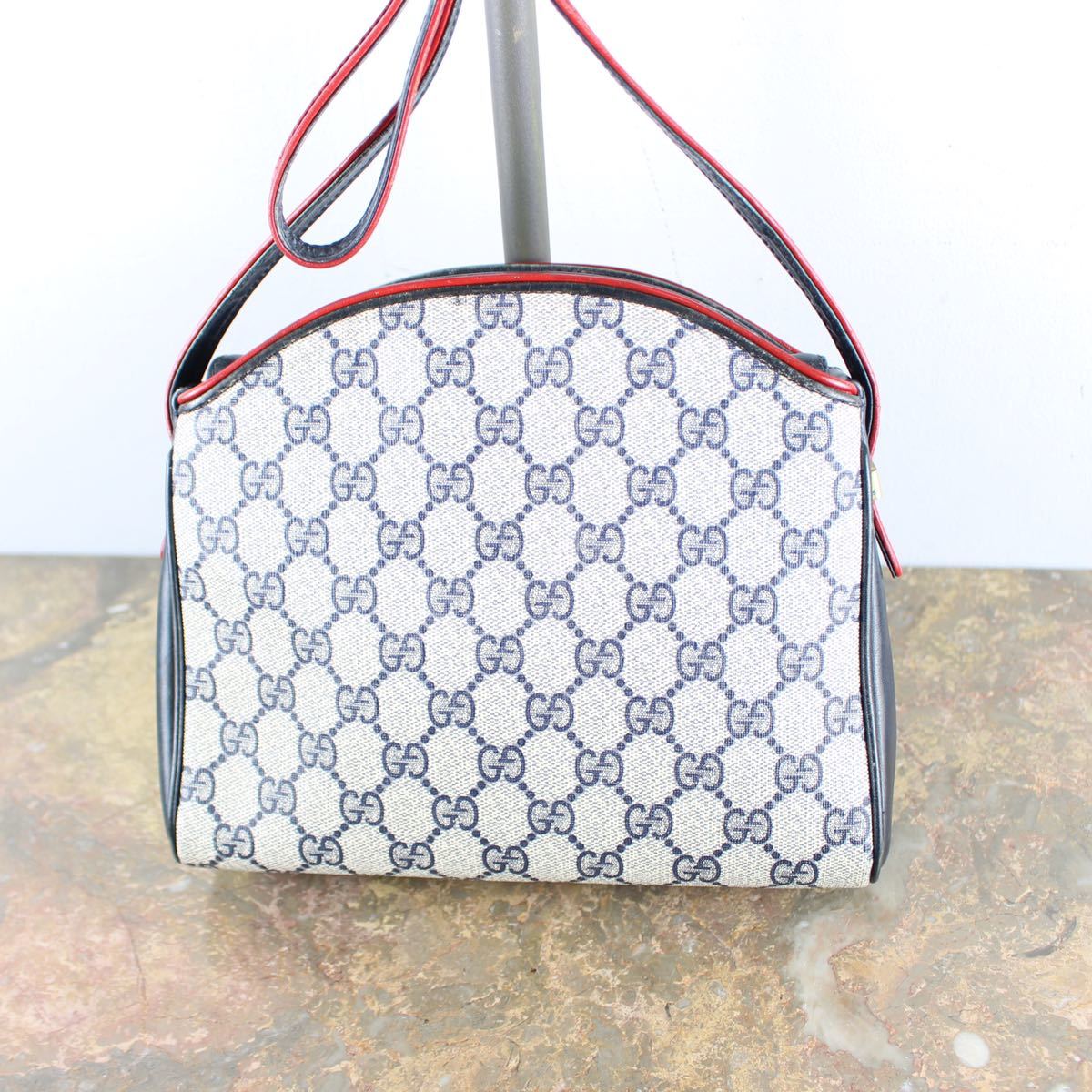 OLD GUCCI GG PATTERNED SPIPING LINE LOGO SHOULDER BAG MADE IN ITALY/オールドグッチGG柄パイピングラインロゴショルダーバッグ_画像4