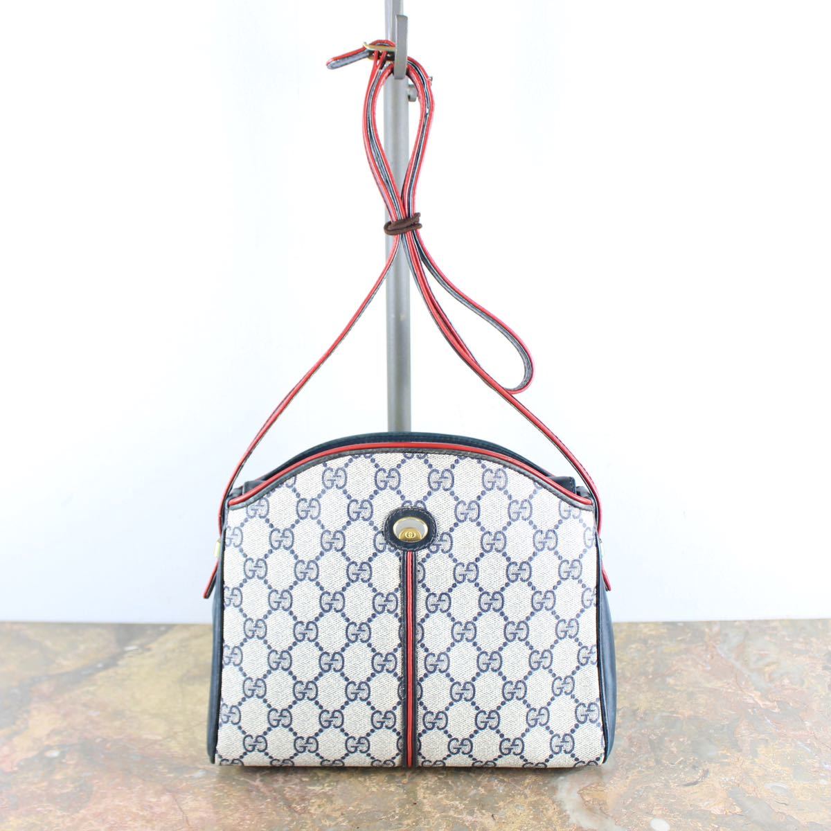 OLD GUCCI GG PATTERNED SPIPING LINE LOGO SHOULDER BAG MADE IN ITALY/オールドグッチGG柄パイピングラインロゴショルダーバッグ