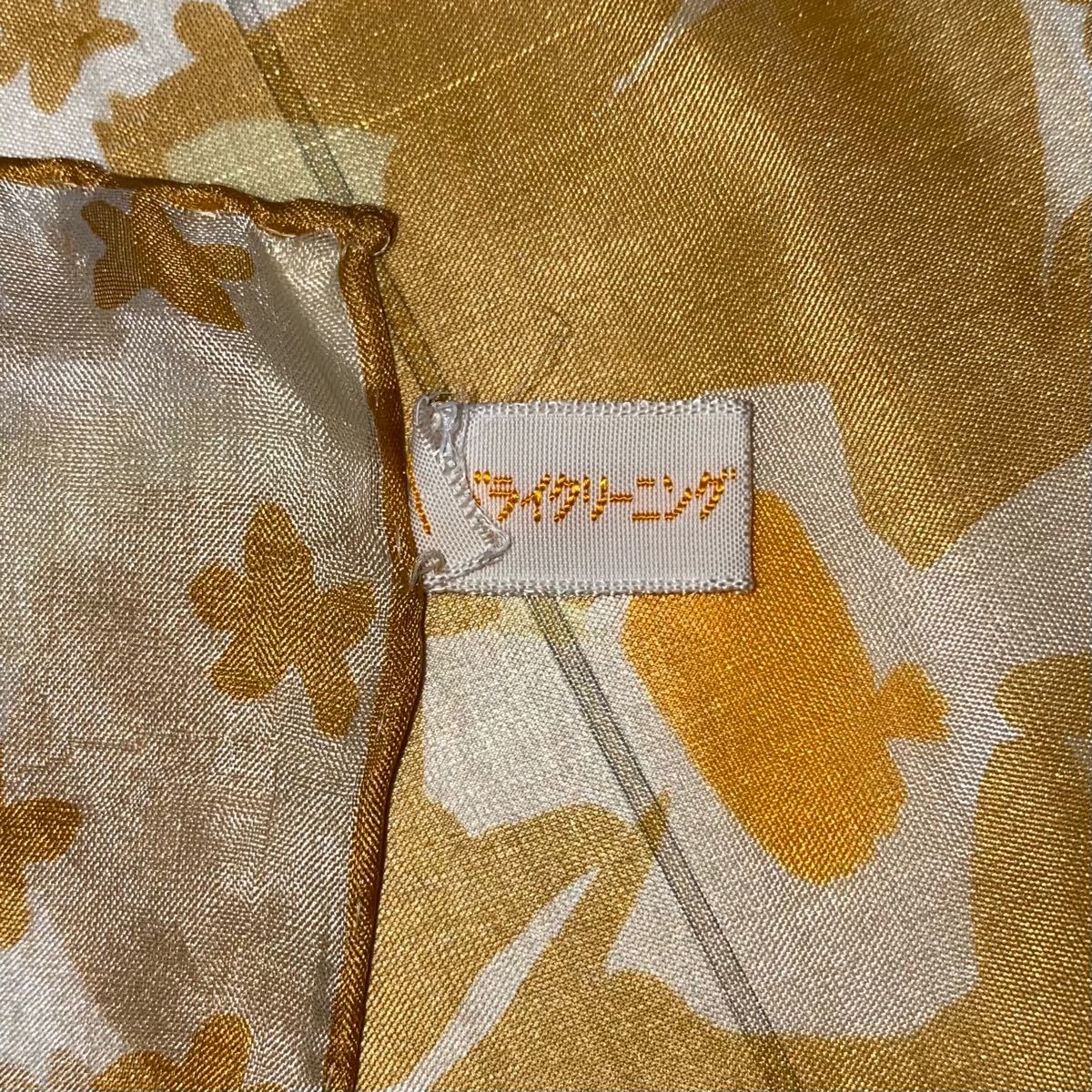 P.A.S. オレンジ花柄 シルクオーガンジースカーフ