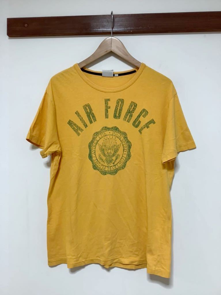 そ756 AVIREX アヴィレックス プリントTシャツ 半袖Tシャツ L オレンジイエロー