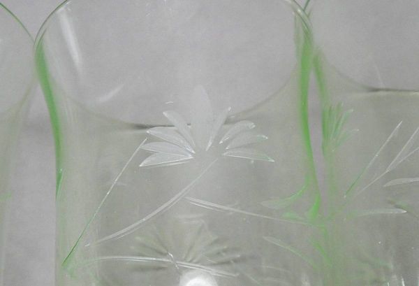 色付き硝子　花のグラビール　くびれ　レトログラス　6個　［NO.H1-18二17］　昭和レトロ　氷コップ_画像7