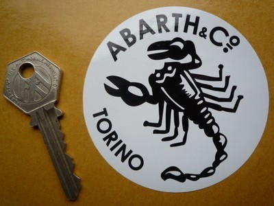 ◆送料無料◆ Abarth & Co Torino アバルト Black & White 77mm 海外 ステッカー_画像1