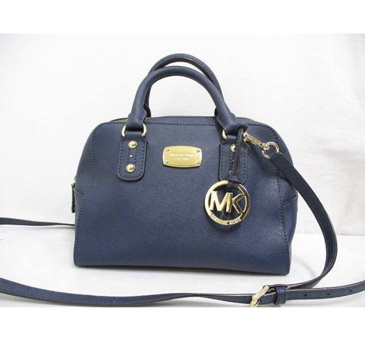 極美品マイケルコース MICHAEL KORS 2WAYショルダーハンドバッグ紺