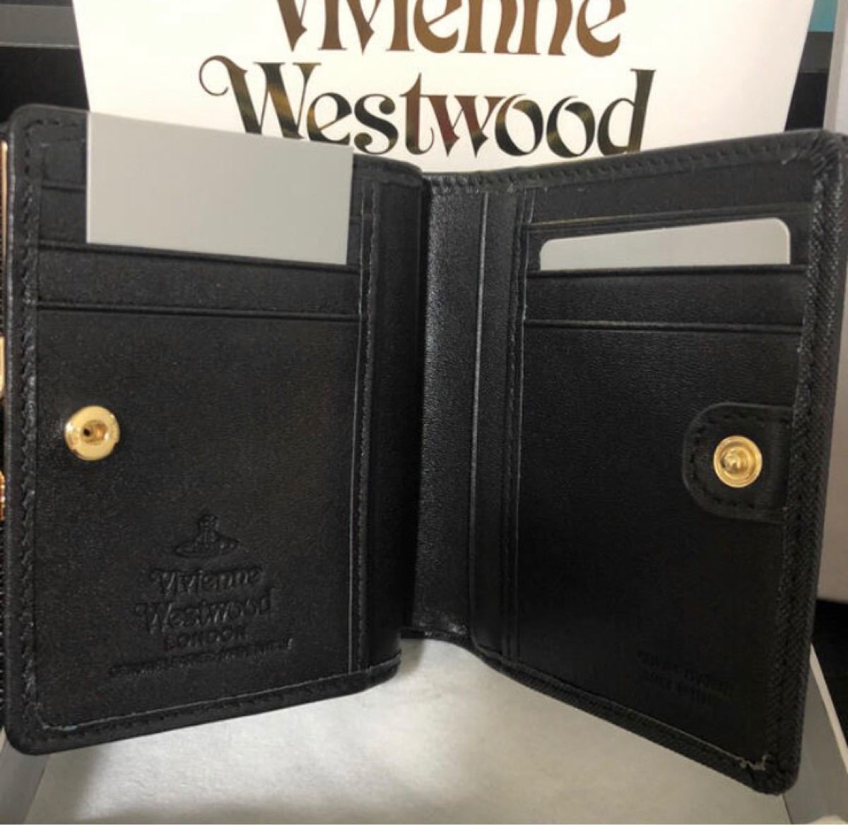 ヴィヴィアンウエストウッド 新品未使用 財布　二つ折り財布 vivienne westwood がま口　黒 小銭入れ がま口財布 