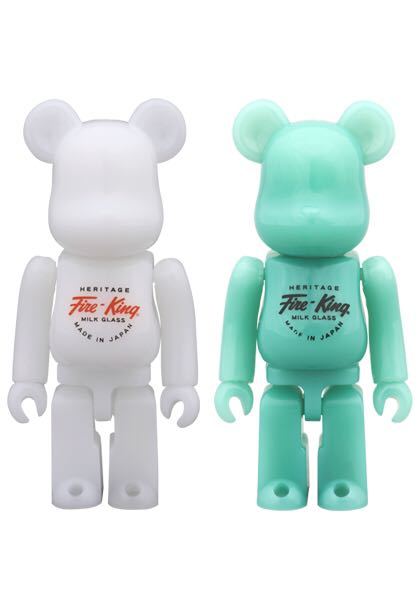 ファイヤーキング/Fire-King（WHITE / JADE-ITE）ベアブリック/BE@RBRICK 100%セット(メディコムトイ・フィギュア)