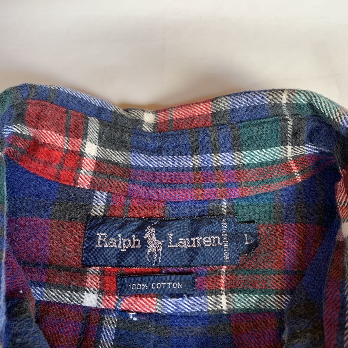 ~90s Ralph Lauren PLAID FLANNEL B.D.SHIRT 90年代 ラルフローレン チェックシャツ フランネルシャツ ボタンダウン BDシャツ 80s 送料無料_画像4