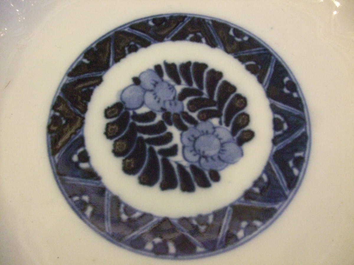 # старый Imari белый фарфор с синим рисунком цветок сломан ... тарелка 5 листов комплект Edo средний период 18,5. антиквариат тарелка поставка со склада предмет . камень японская посуда #