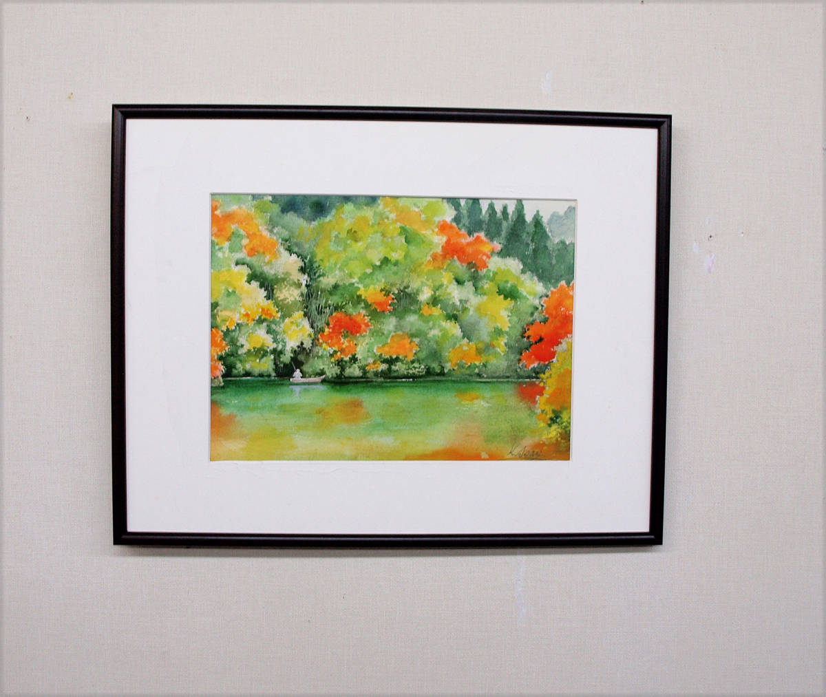 Paypayフリマ 風景水彩画 山の湖の釣り 原画 Paypayフリマ 風景水彩画 山の湖の釣り 原画