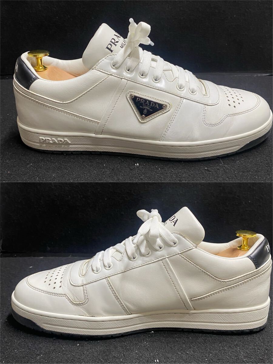 プラダ スニーカー メンズ ホワイト 7 ルイヴィトン レザー 26cm 三角エンブレム PRADA トライアングルロゴ 希少 最終価格_画像5