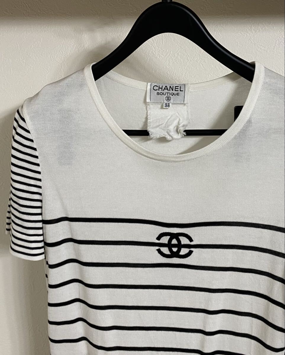 シャネル　半袖Tシャツ　レディース　カットソー　38 ルイヴィトン　ホワイト　ボーダー ココマーク　 CHANEL 希少モデル　 ブラック　M_画像3