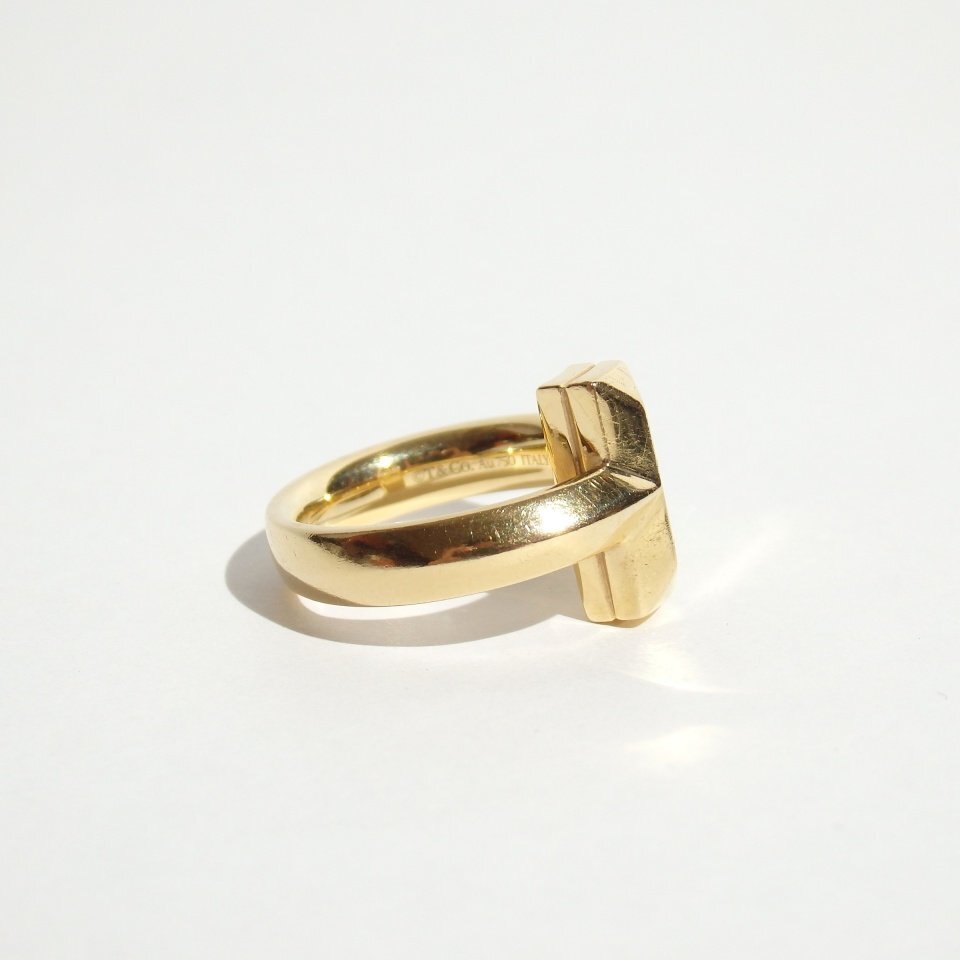 R7939P　▼TIFFANY&Co. ティファニー▼　Tワン リング Au750/K18YG ゴールド ダイヤモンドセッティング 10号 / T ONE Ring 指輪 mks_画像2