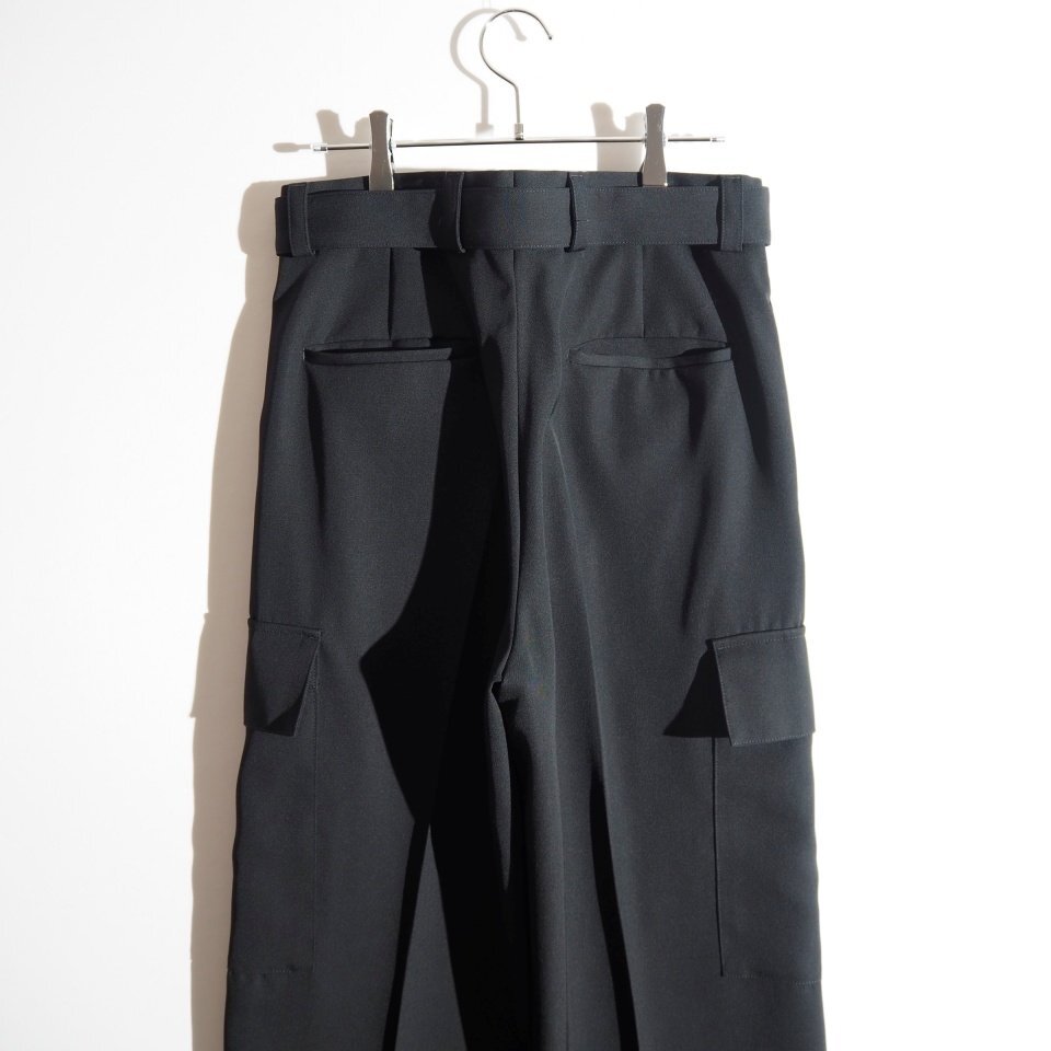 R9676P　▼JIL SANDER ジルサンダー▼　ハイツイストウール ワイド カーゴパンツ ブラック 44 / ワイドパンツ 黒 シーズンレス mks_画像4