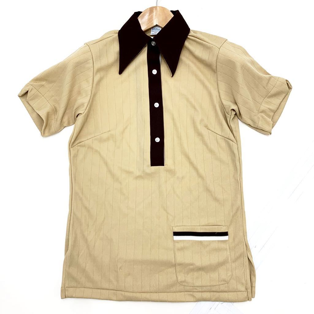 美品 ヒルトン HILTON ボーリングシャツ ビンテージ レディース 80年代 80s 32サイズ XXS相当 ベージュ アメカジに♪■FC34_画像2