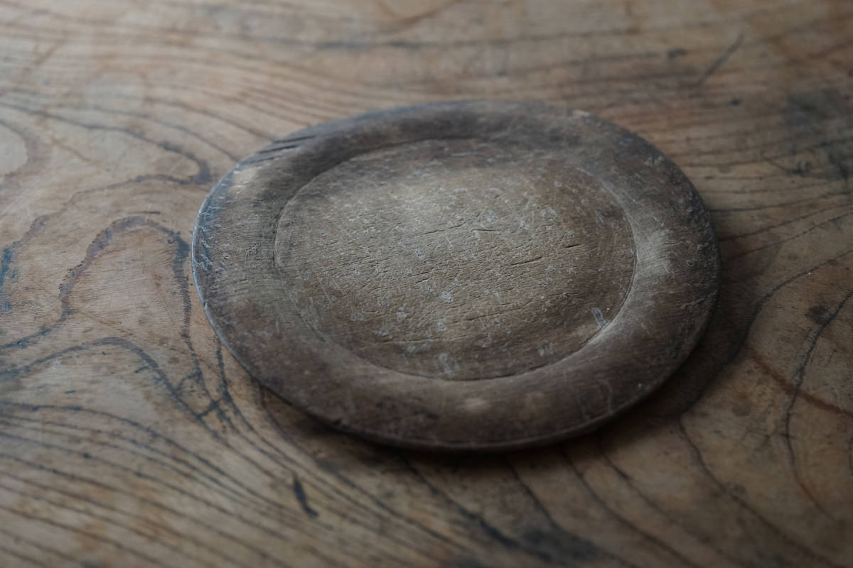 18世紀 1700年代 スウェーデン木皿 Swedish Wooden Round Rim Plate / フォークアート 古道具 アンティーク 器