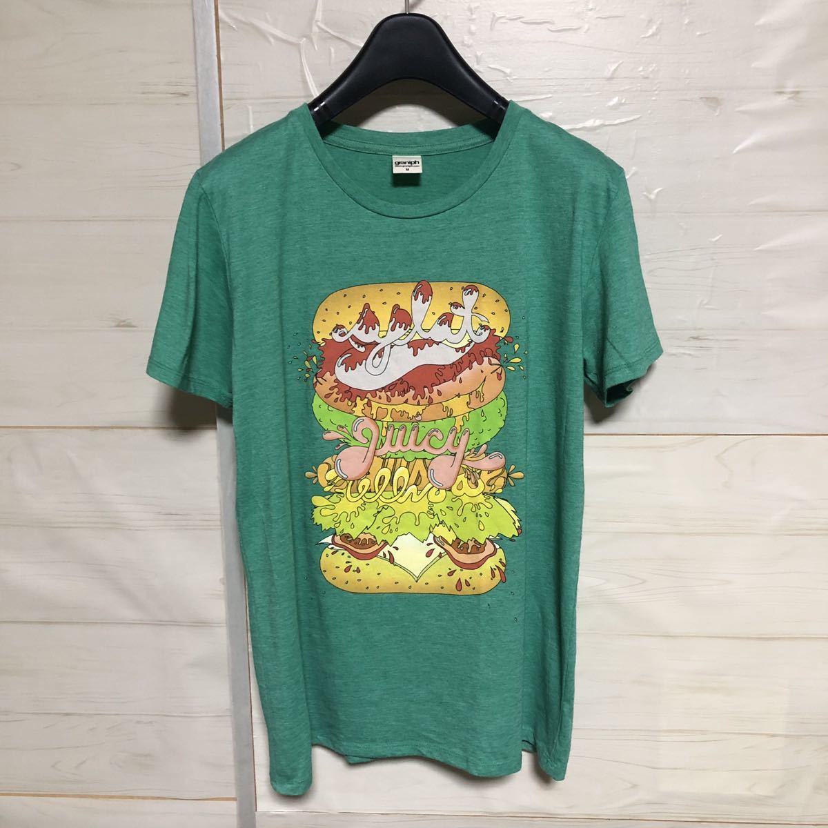 Design Tshirts Store graniph グラニフ ハンバーガー Tシャツ 緑系 M 美品 管理B1305_画像1